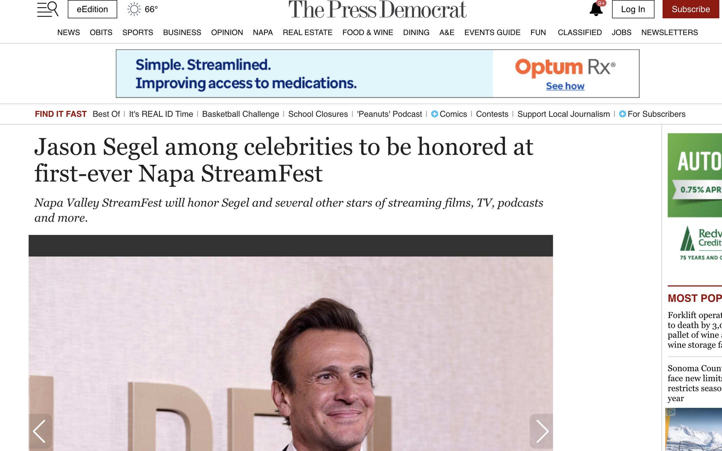 Press Democrat: Jason Segel honored at StreamFest
